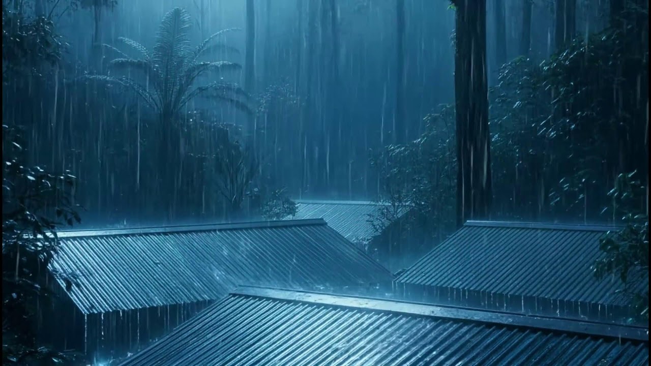 Cinematic Night Rain On Tin Rooftop With Soft Thunder For Meditation, Focus Sessions, And Calm