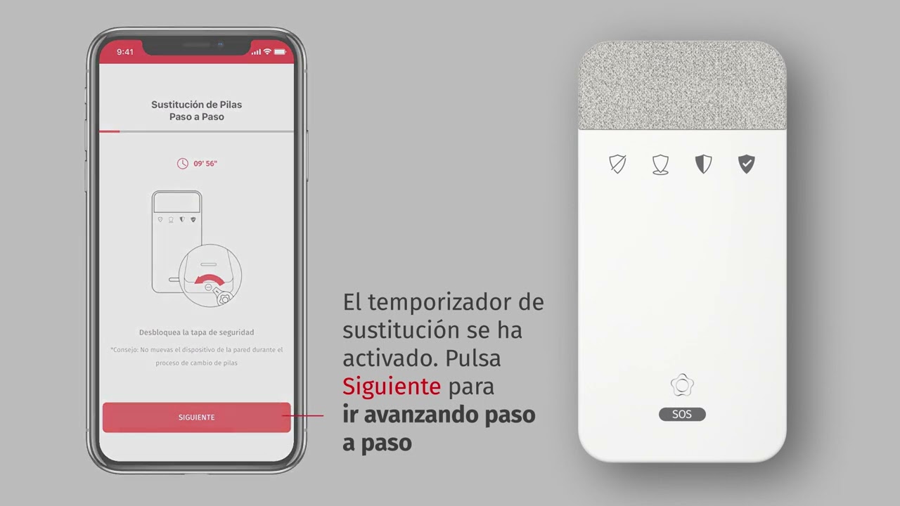 Sustitución guiada de pilas: panel de control de Securitas Direct