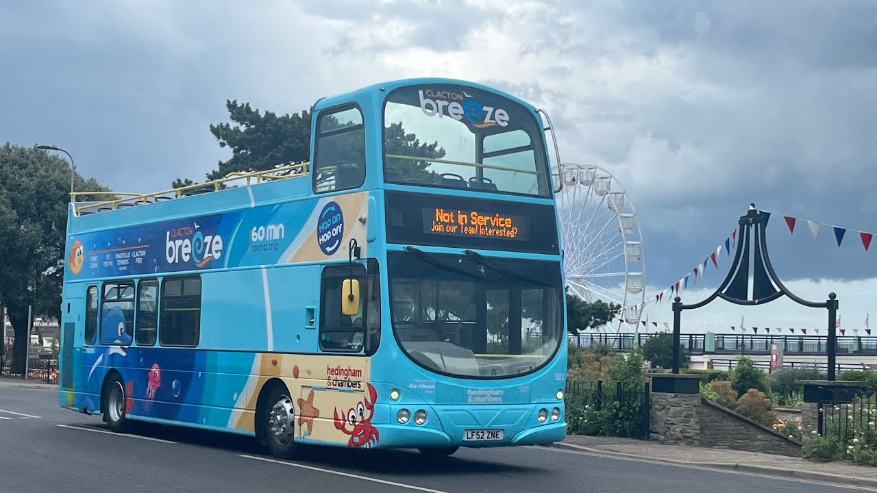 Clacton breeze open top bus from Clacton Pier to point clear holiday Park