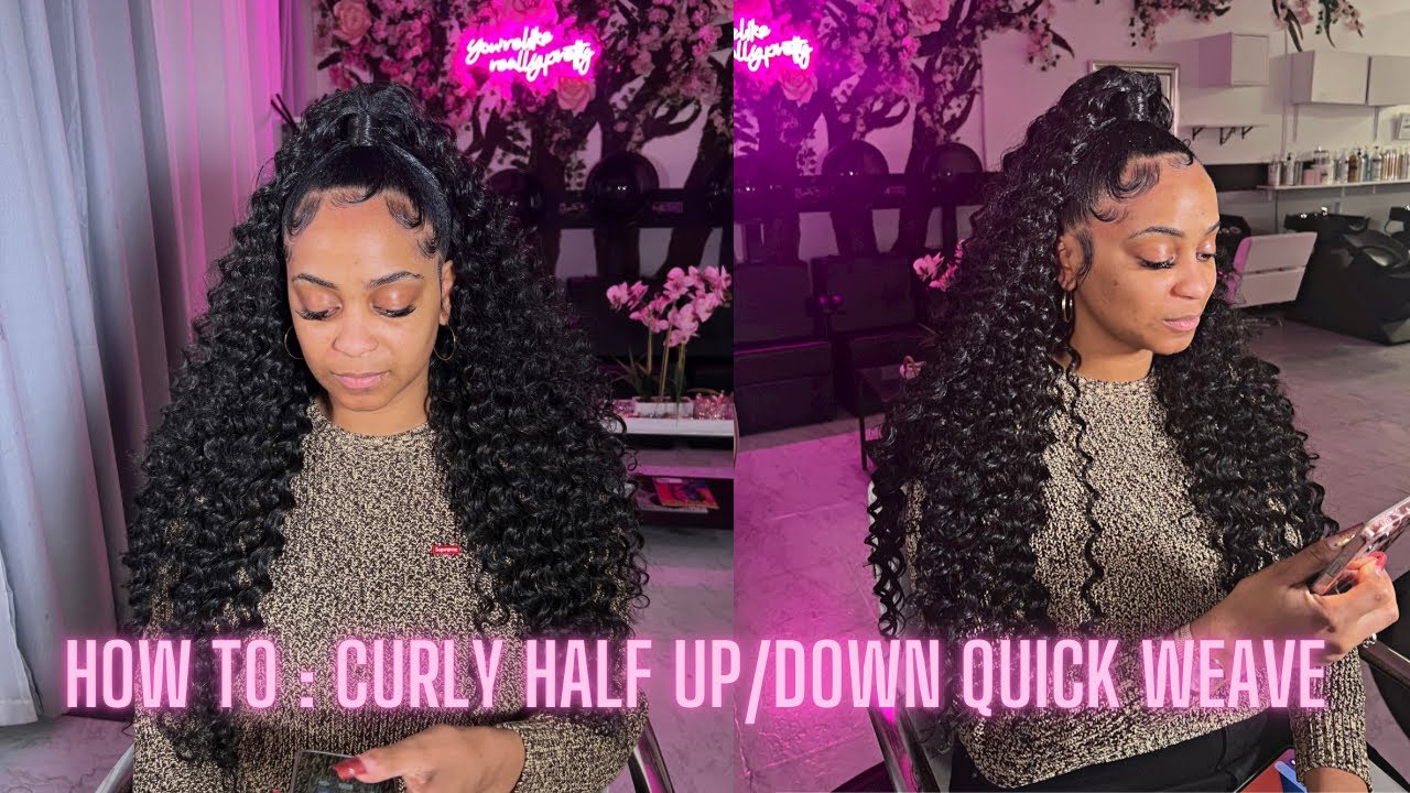 How to: Curly half up/down Quick Weave - VERY EASY - Full Tutorial