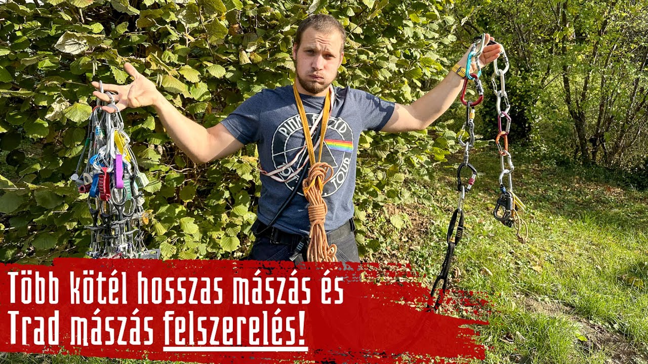 Több kötélhosszas és Trad mászás felszerelései