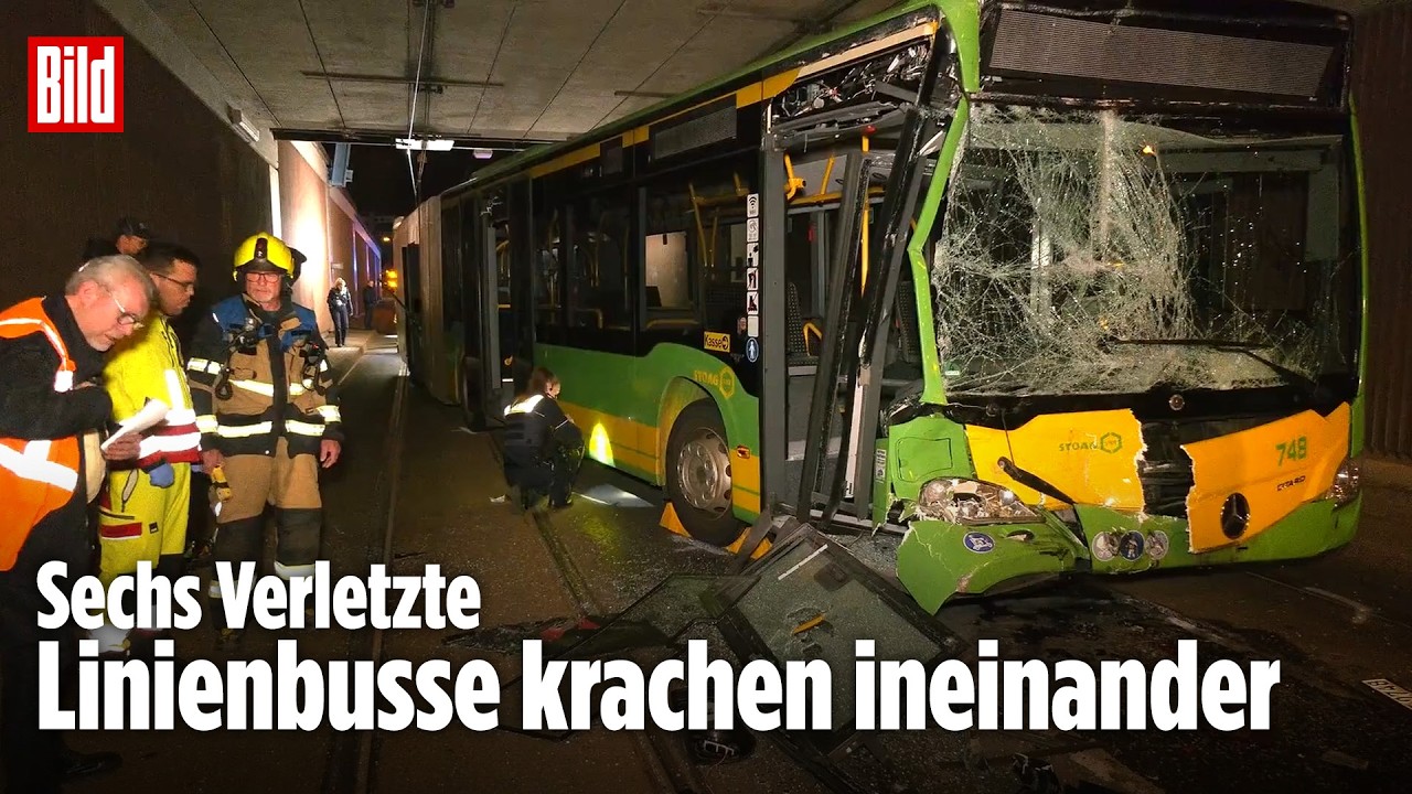 OBERHAUSEN: Gro&szlig;einsatz nach Auffahrunfall ‒ Linienbus-Kollision mit sechs Verletzten