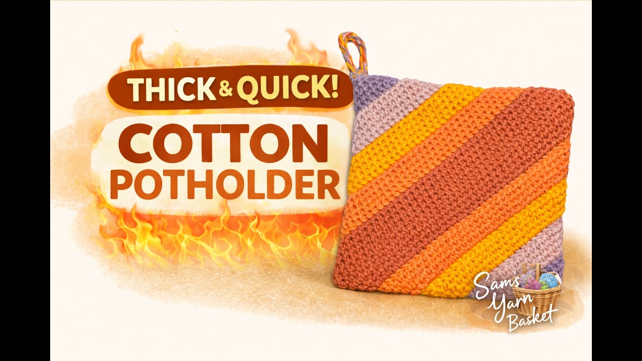 Easy & Quick Double Thick Cotton Potholder | Beginner Crochet