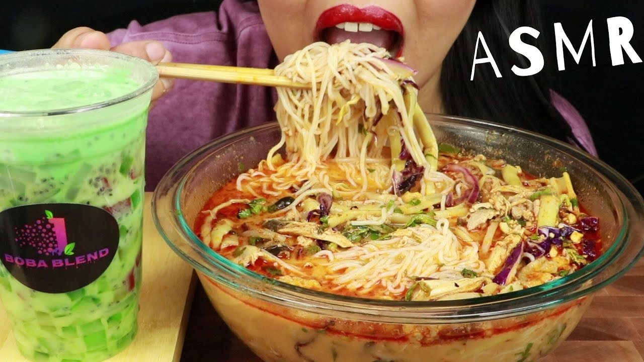 KHAO POON & NAM VAM ~ Hmong Food ~ ASMR (No Talking) Eat Life With Kimchi