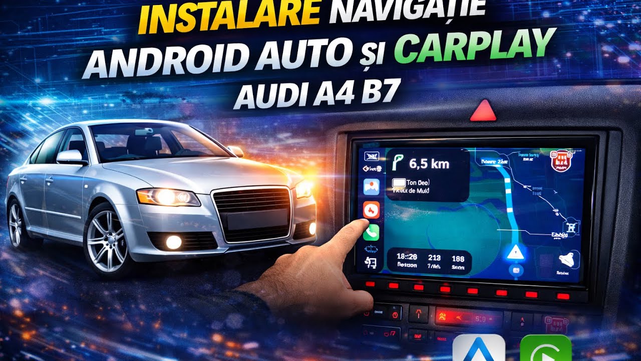 Instalare NAVIGATIE ANDROID AUTO & CARPLAY cu Youtube si WAZE pe Audi A4 B6/B7 2026🤩🥰✈️🚀