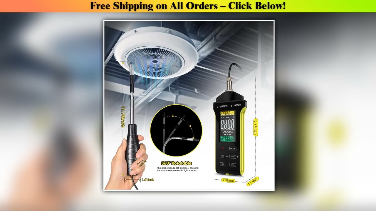 Hot Wire Anemometer - CFM/CMM Digital Air Flow Meter, Wind Speed Meter Measure 0.2~67Mph, Thermal
