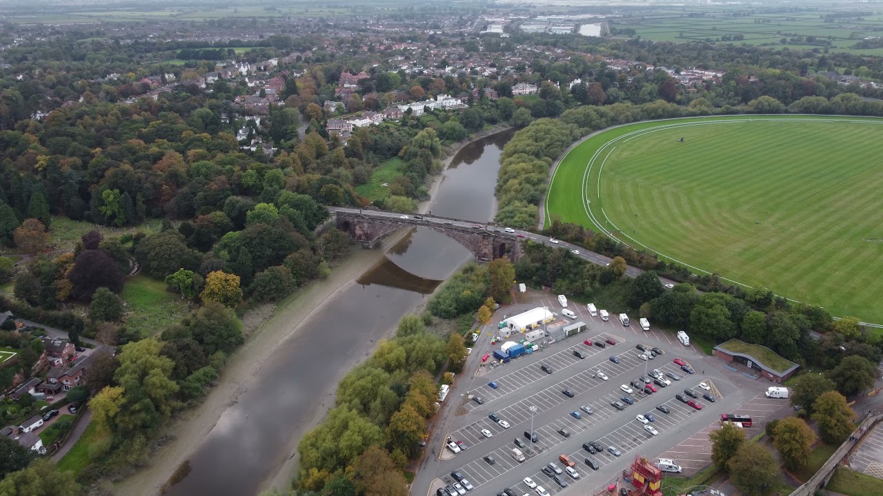 4k Aerial Footage of Chester river Dee and its surroundings (relaxing)
