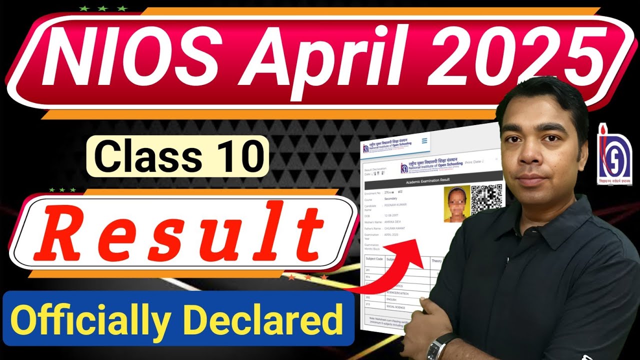NIOS Class 10 Result Declared Officially April 2025