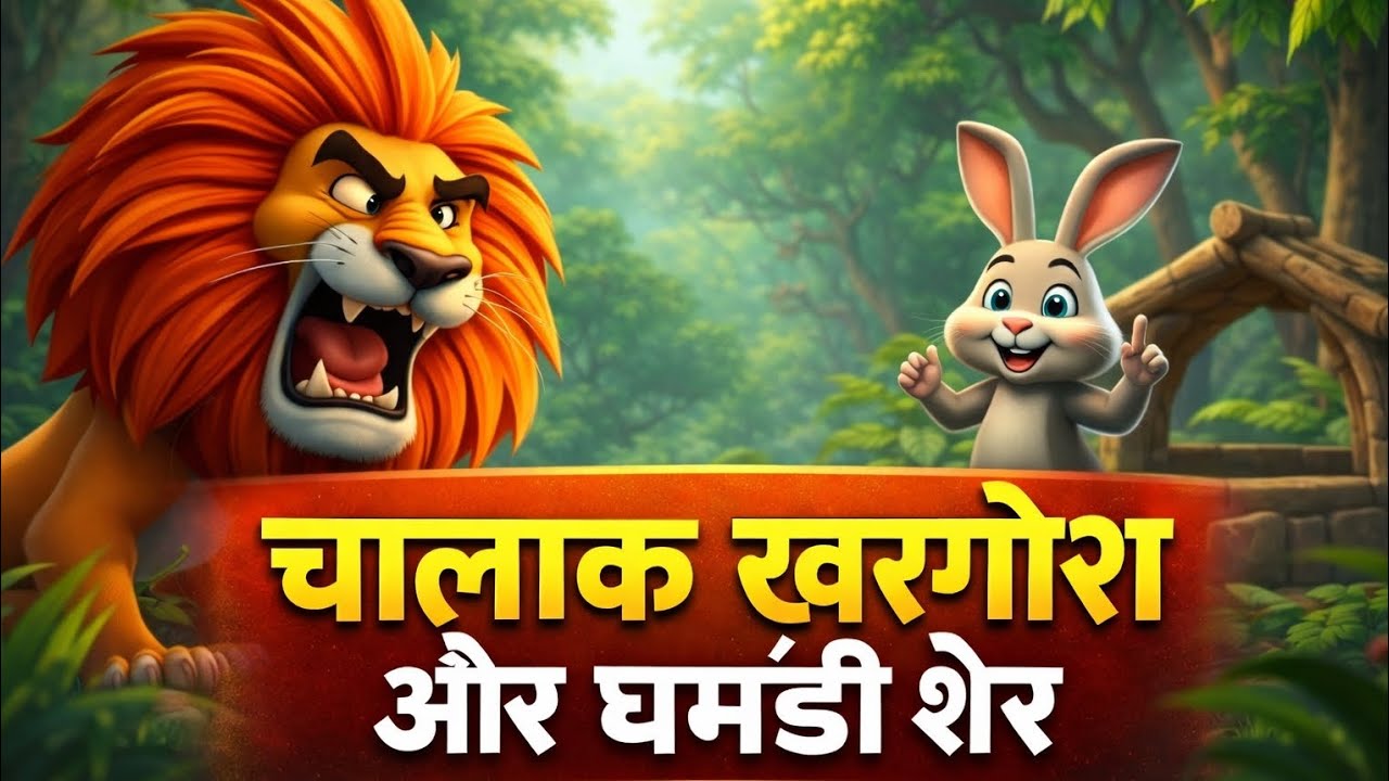 चालाक खरगोश और घमंडी शेर। हिंदी कहानी। 