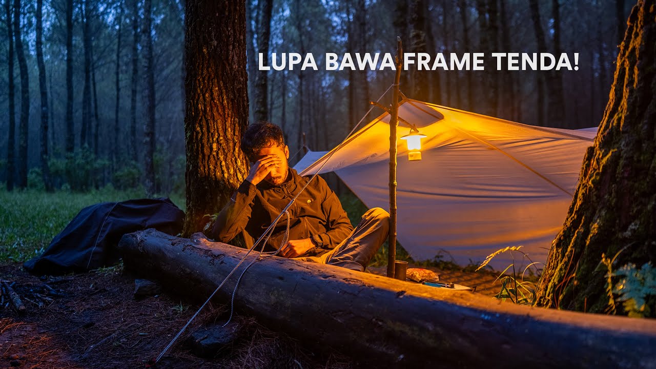 Solo Camping #134 | Terdampar di hutan pinus dengan bivak darurat saat hujan deras!