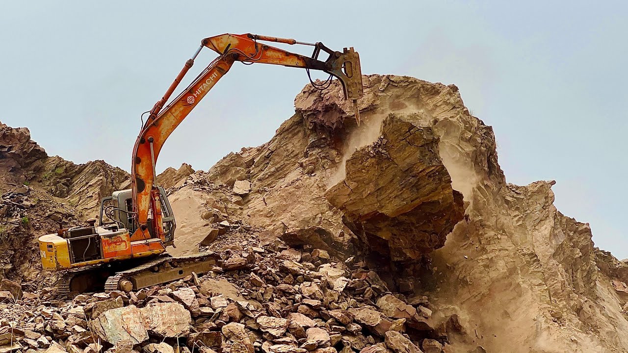 Hitachi Excavator Rock Demolition | Crushing Tough Mountain Rocks #Construction #ExcavatorLife 