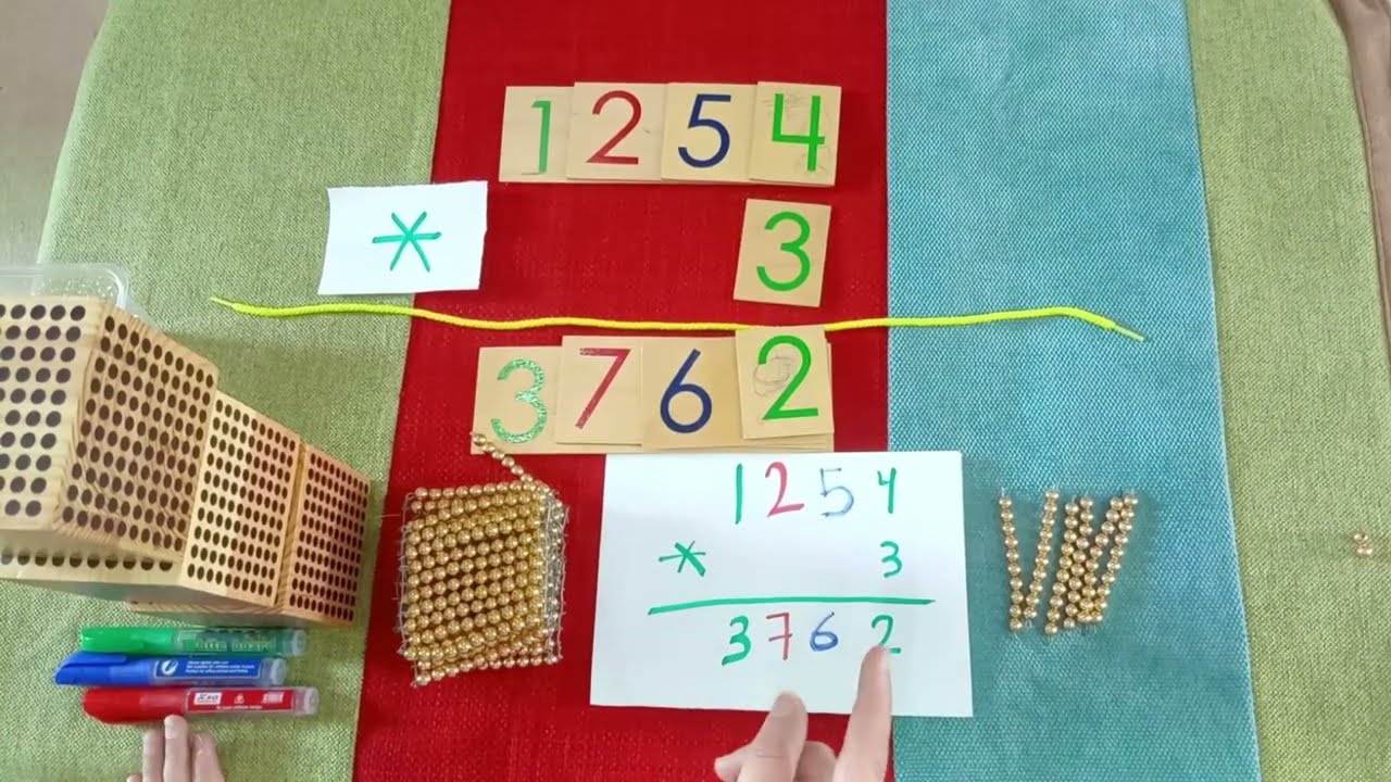 الضرب مع تبديل باستخدام تمارين الخرز الذهبي الجماعية   تمرين رقم 12