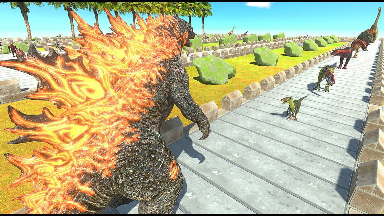 GODZILLA DEATH RUN COCONUT ISLAND - Animal Revolt Battle Simulator