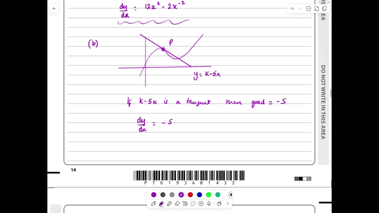 IAL, Edexcel, январь 2025 г., P1, Q5, Дифференцирование, Квадратичные уравнения, Чистые уравнения...