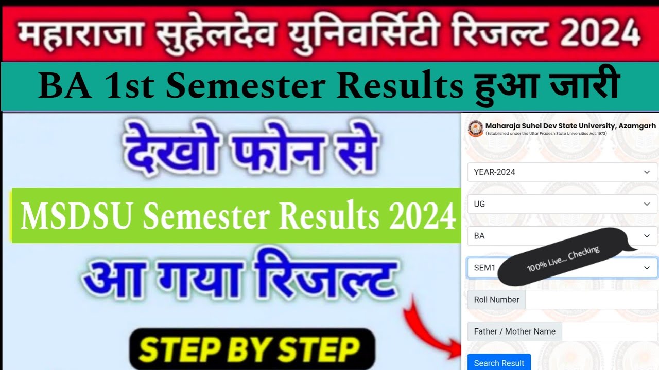 msdsu ba 1st sem result 2024 | BA first semester result 2024 msdsu | msdsu result 2024 kaise dekhe