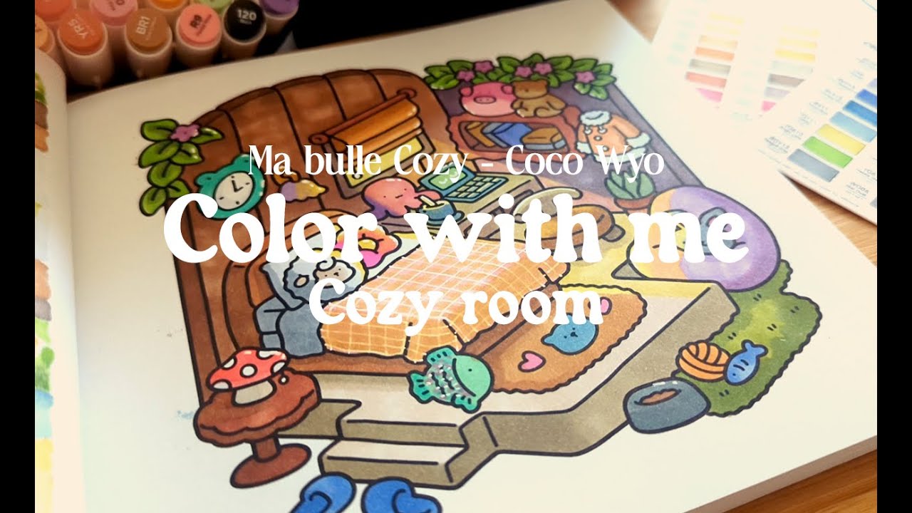 Color with me : Cozy room 🌅🛏️ - Coco Wyo - ASMR no talking ✨