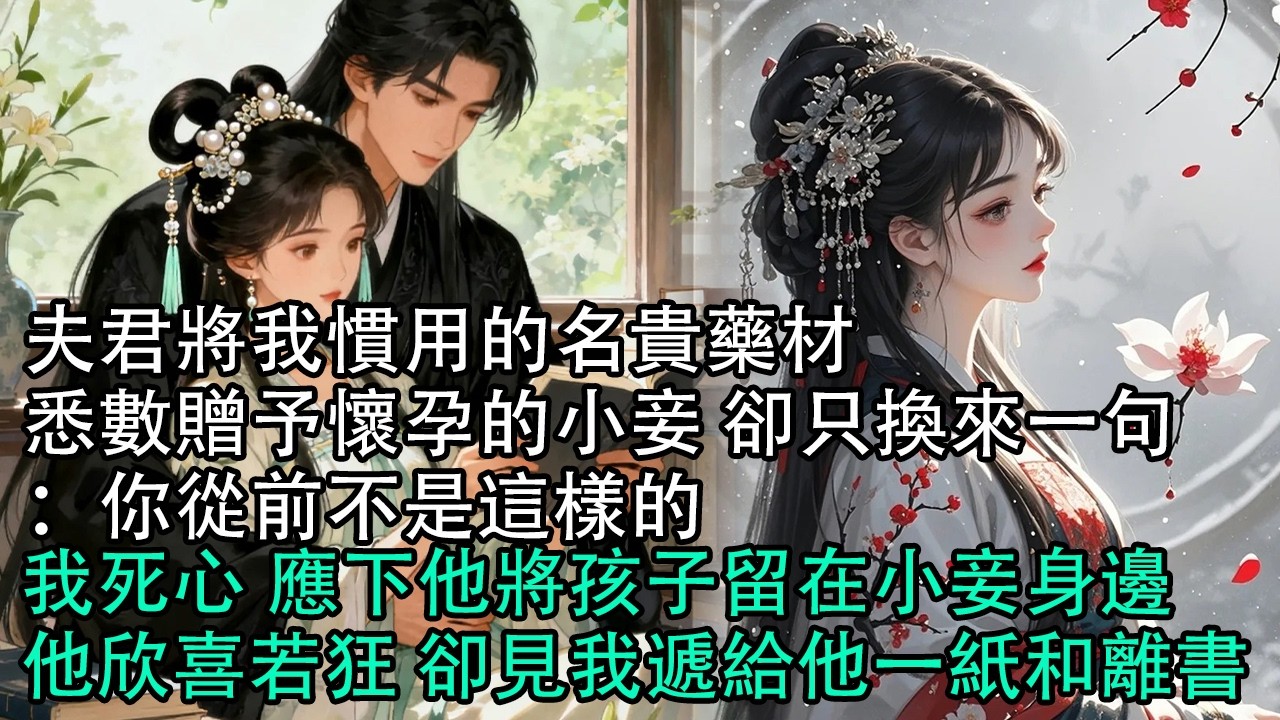 【一口氣看完】夫君將我慣用的名貴藥材，悉數贈予懷孕的小妾 卻只換來一句：你從前不是這樣的，我死心 應下他將孩子留在小妾身邊，他欣喜若狂 卻見我遞給他一紙和離書#古言 #有聲小說 #情感故事