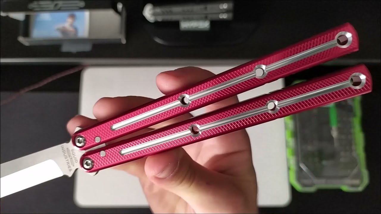 Squidindustries Krake Raken Red Dual Tone Bowie V2,5 ASMR Unboxing (Butterfly knife ASMR)