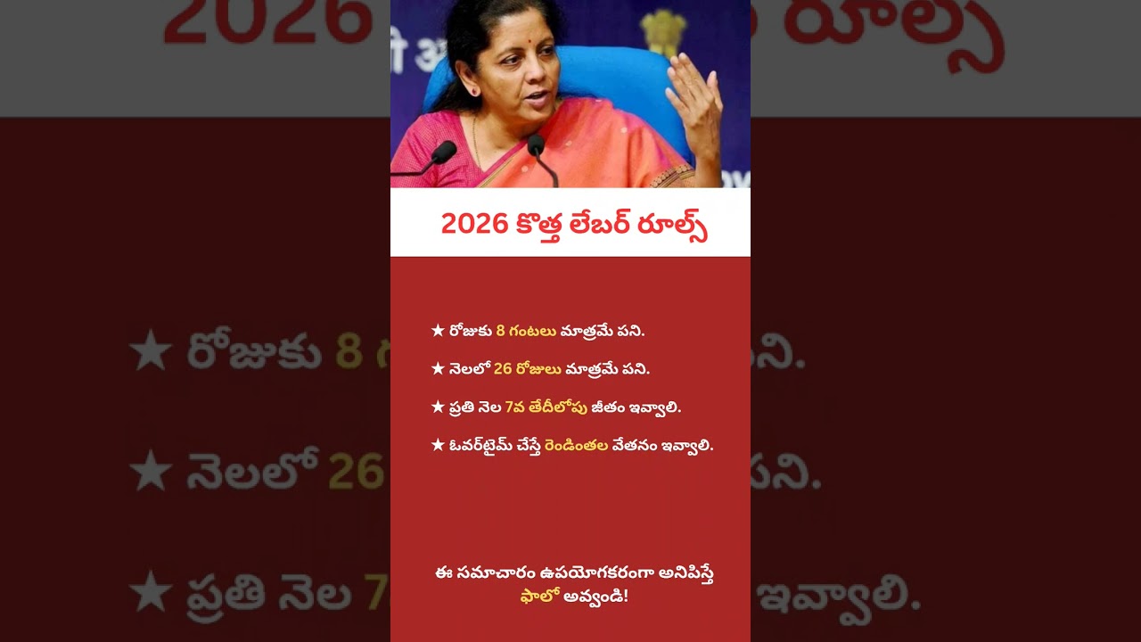 New Labour Rules 2026 in India | Working Hours, Salary & Overtime Explained | Telugu