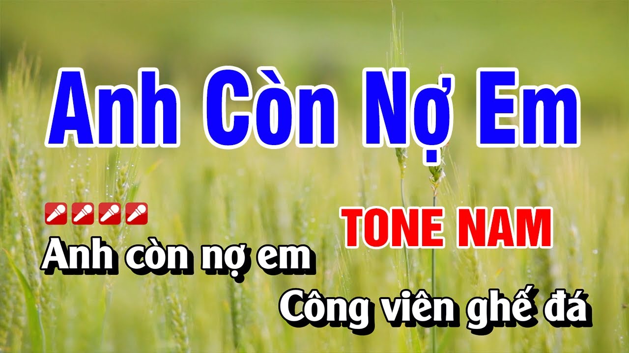 Karaoke Anh Còn Nợ Em Tone Nam Nhạc Sống | Hoàng Luân