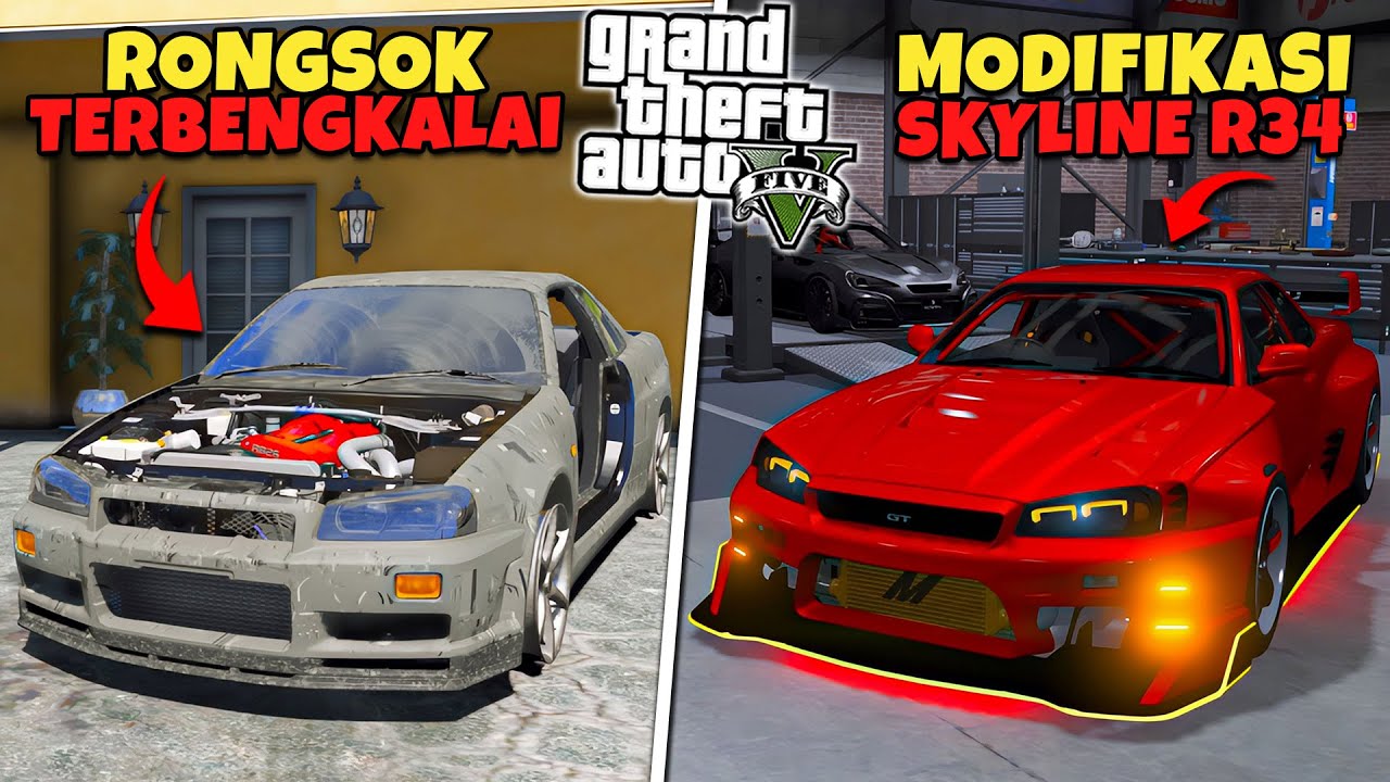 Aku Menemukan Mobil JDM R34 Langka Rongsok Terbengkalai di Rumah Mewah - GTA 5 MOD