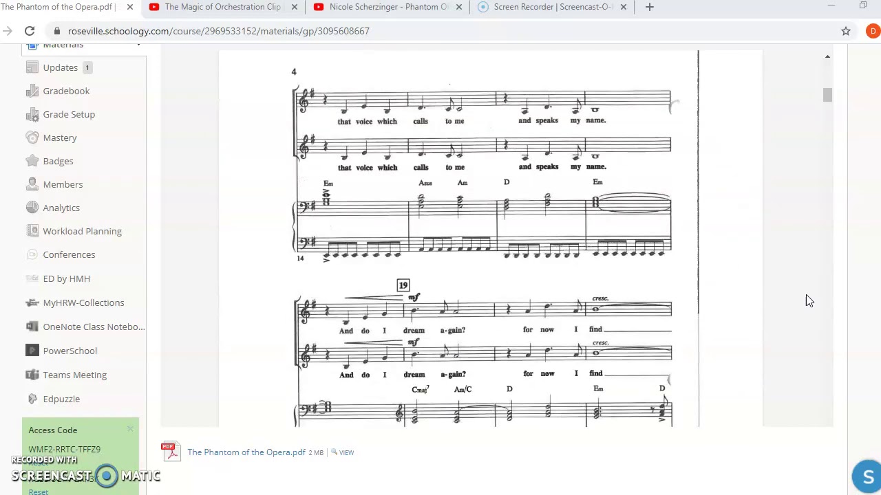 Phantom of the Opera - Alto 1st song