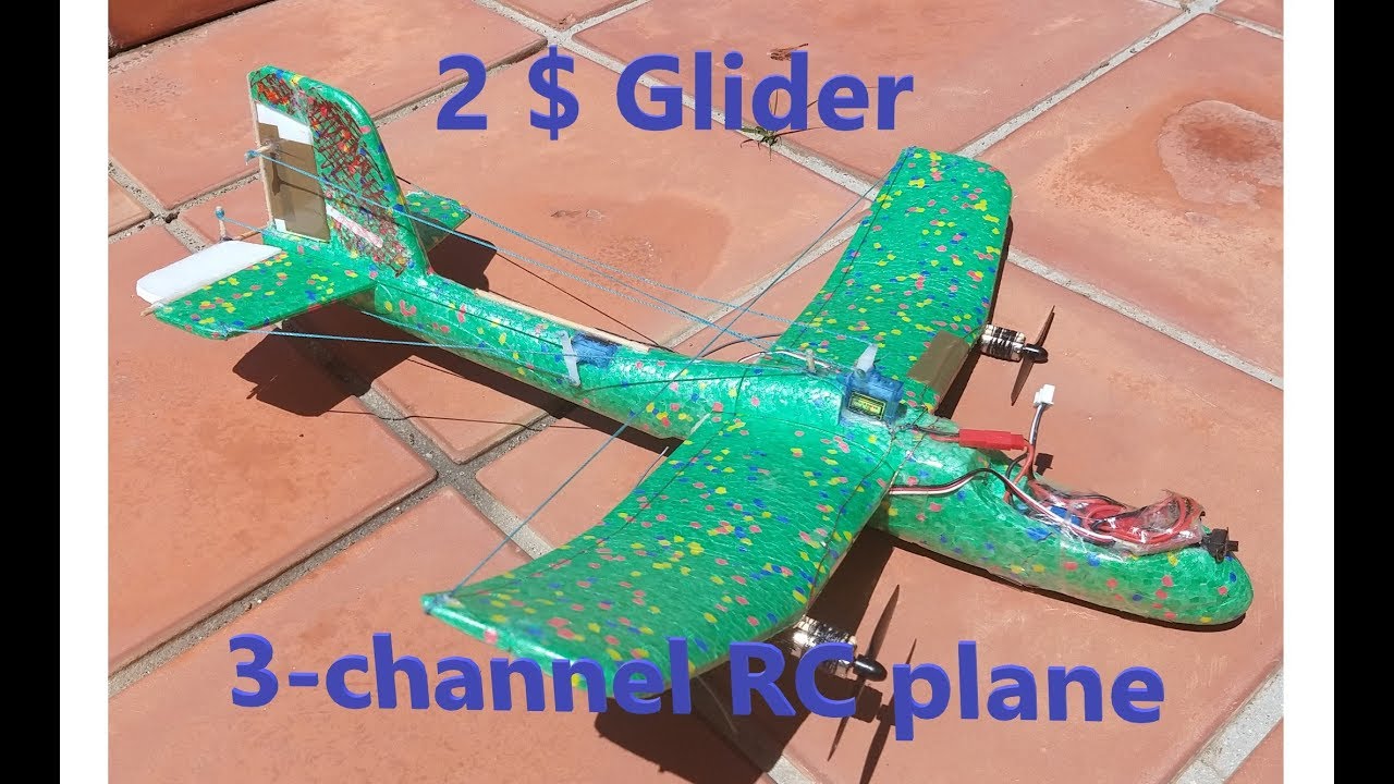 How to Aliexpress foam glider conversion to 3 channel radio-controlled plane. RC. DIY