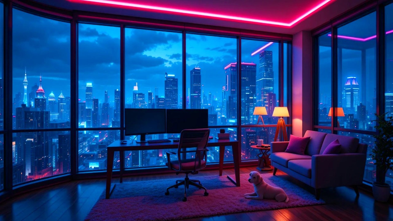 Cozy Neon Rain Lofi 🌙 Chill Beats for Study Focus, Relaxing Sleep & Deep Work Ambience
