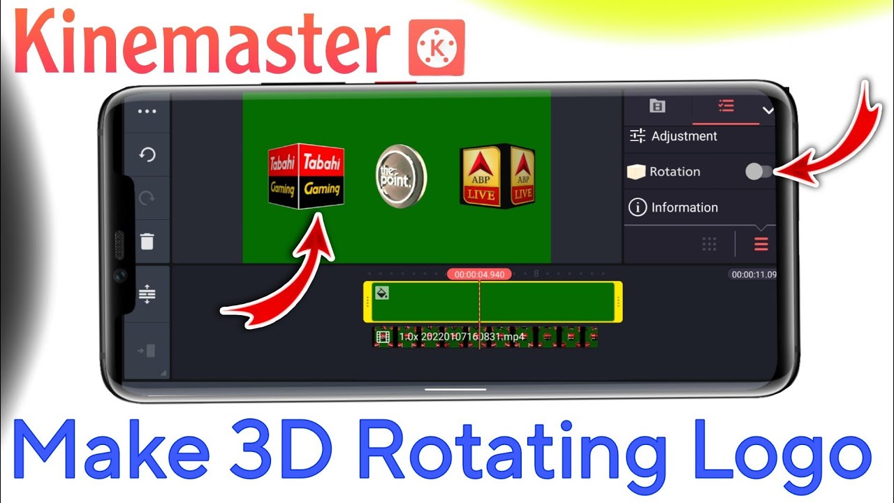 Ghumne Wala Logo Kaise Banaye Mobile Mein | How to Make 3D Rotating Logo in Kinemaster