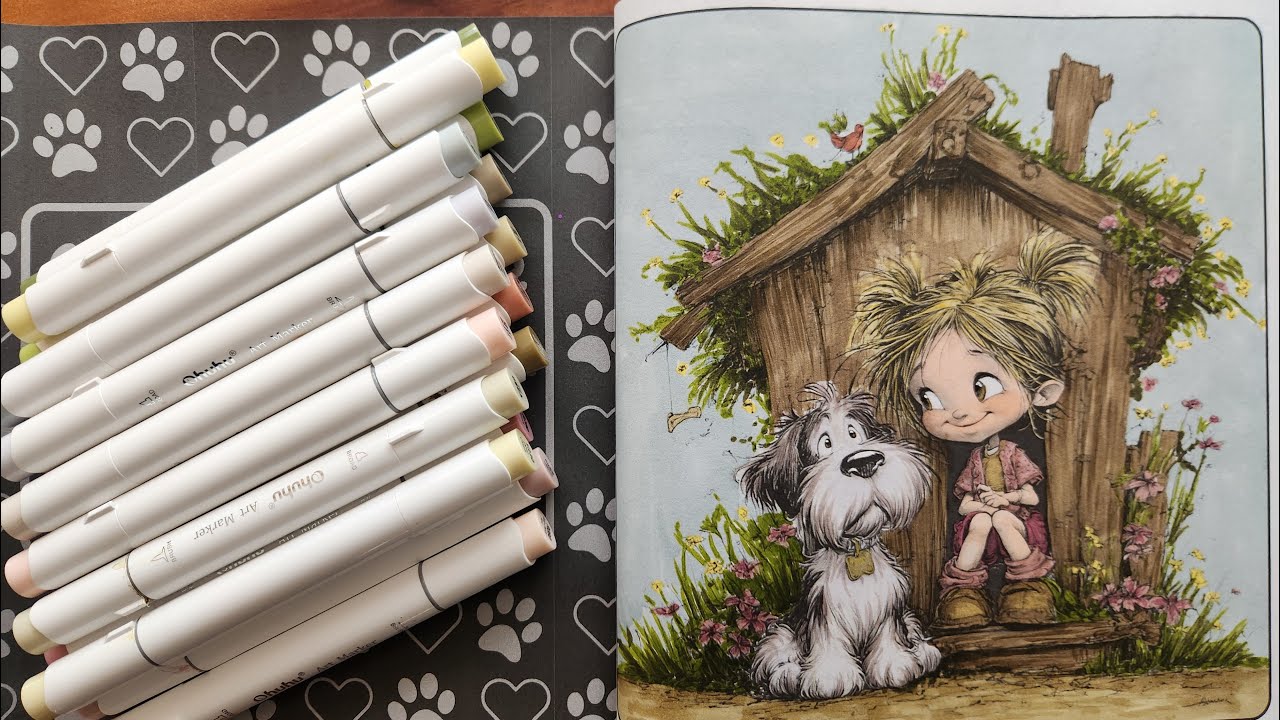 Color with me - Puppy love. Ohuhu Markers