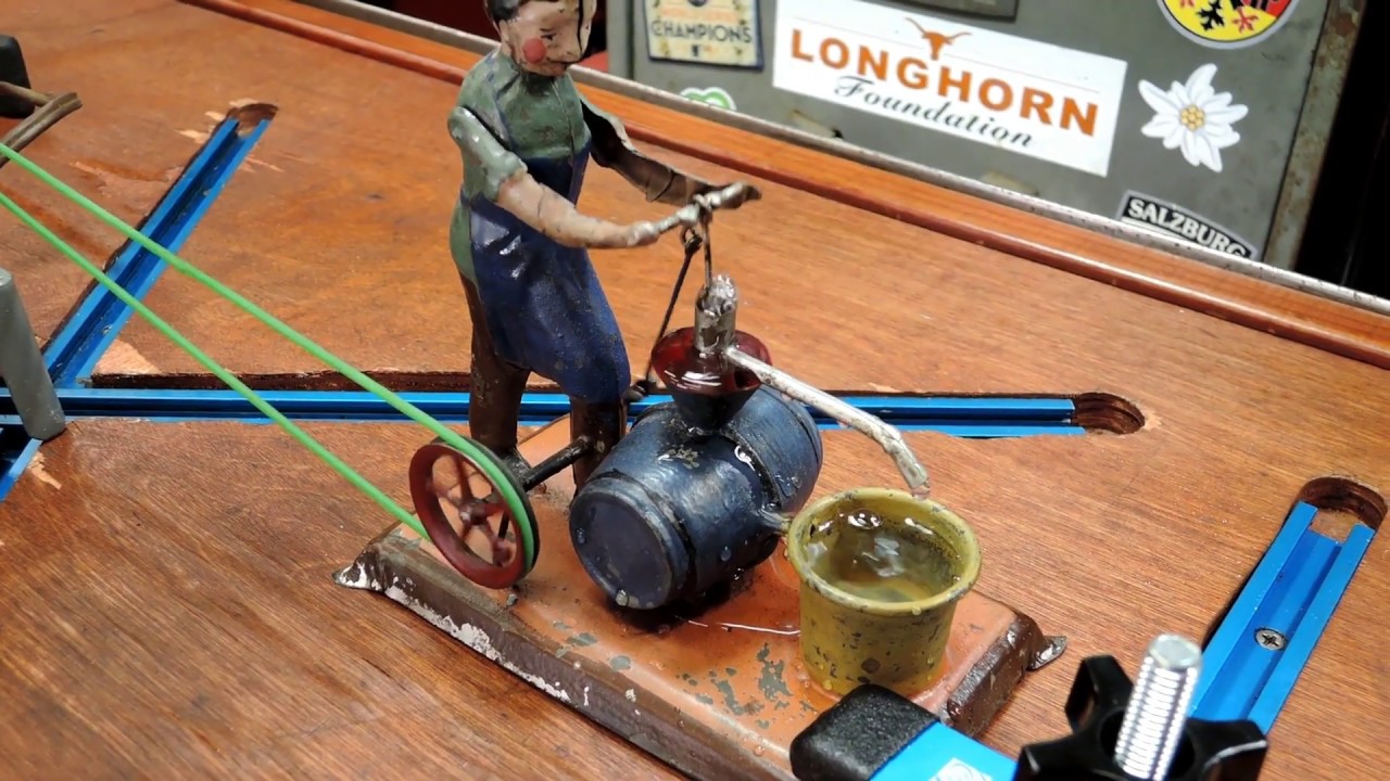 Man Pumping Beer from Barrel - Unknown Maker Vintage German-Made Steam Toy Accessory Antriebsmodel