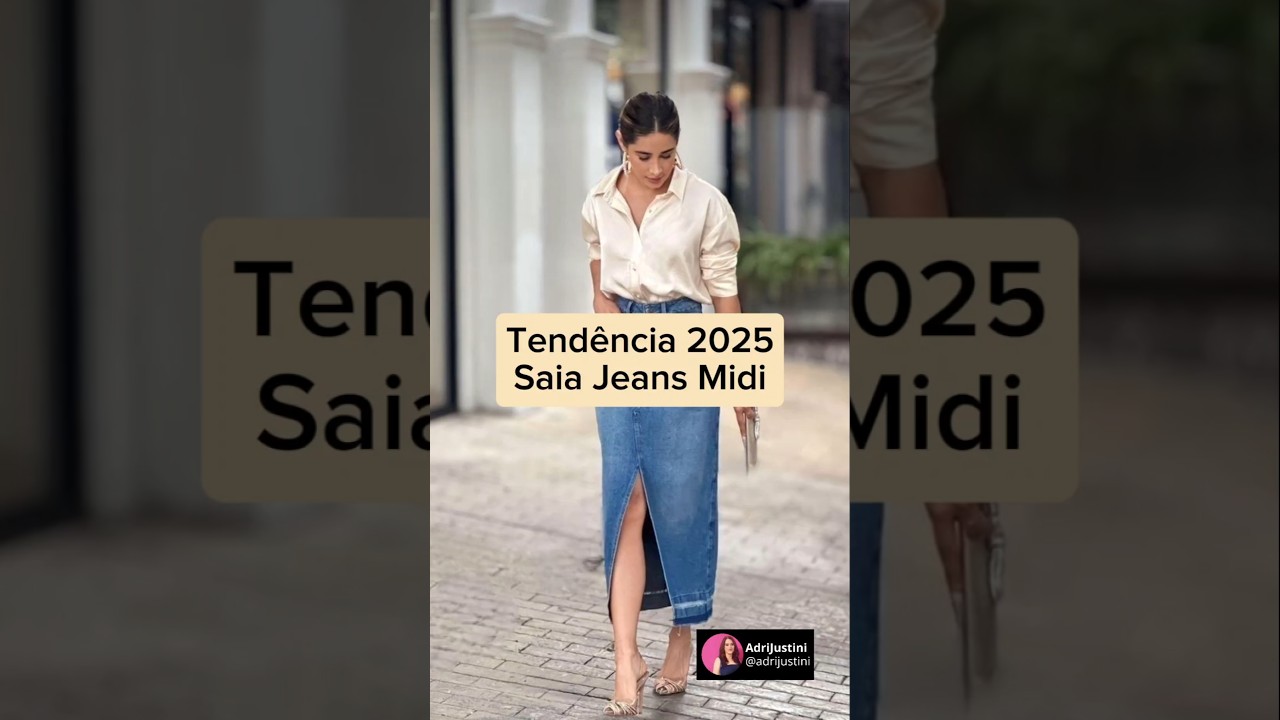 ✅️Tend&ecirc;ncia 2025 - Saia jeans Midi #saia #moda #modafeminina #fashion #tendencias #saiamidi #fy