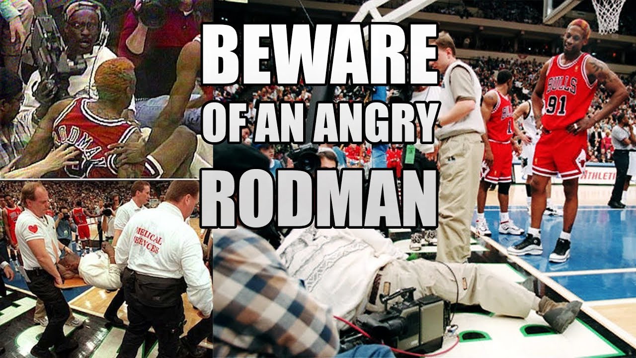 Dennis Rodman Got MAD, Kick Cameraman (and His Post-Game Interview) (1997.01.15)