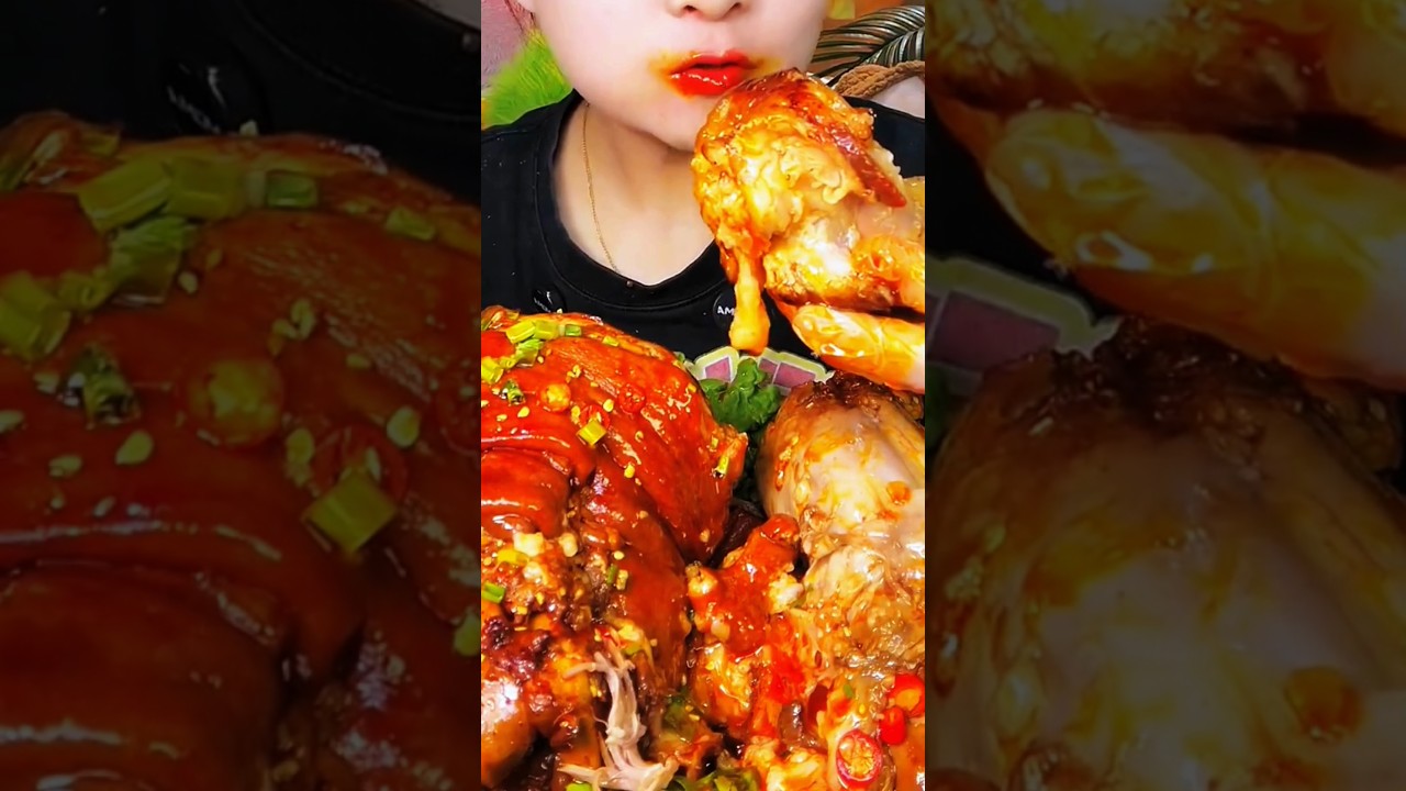 Spicy Braised Pork Knuckle Feast | Satisfying ASMR Eating Sounds #shorts