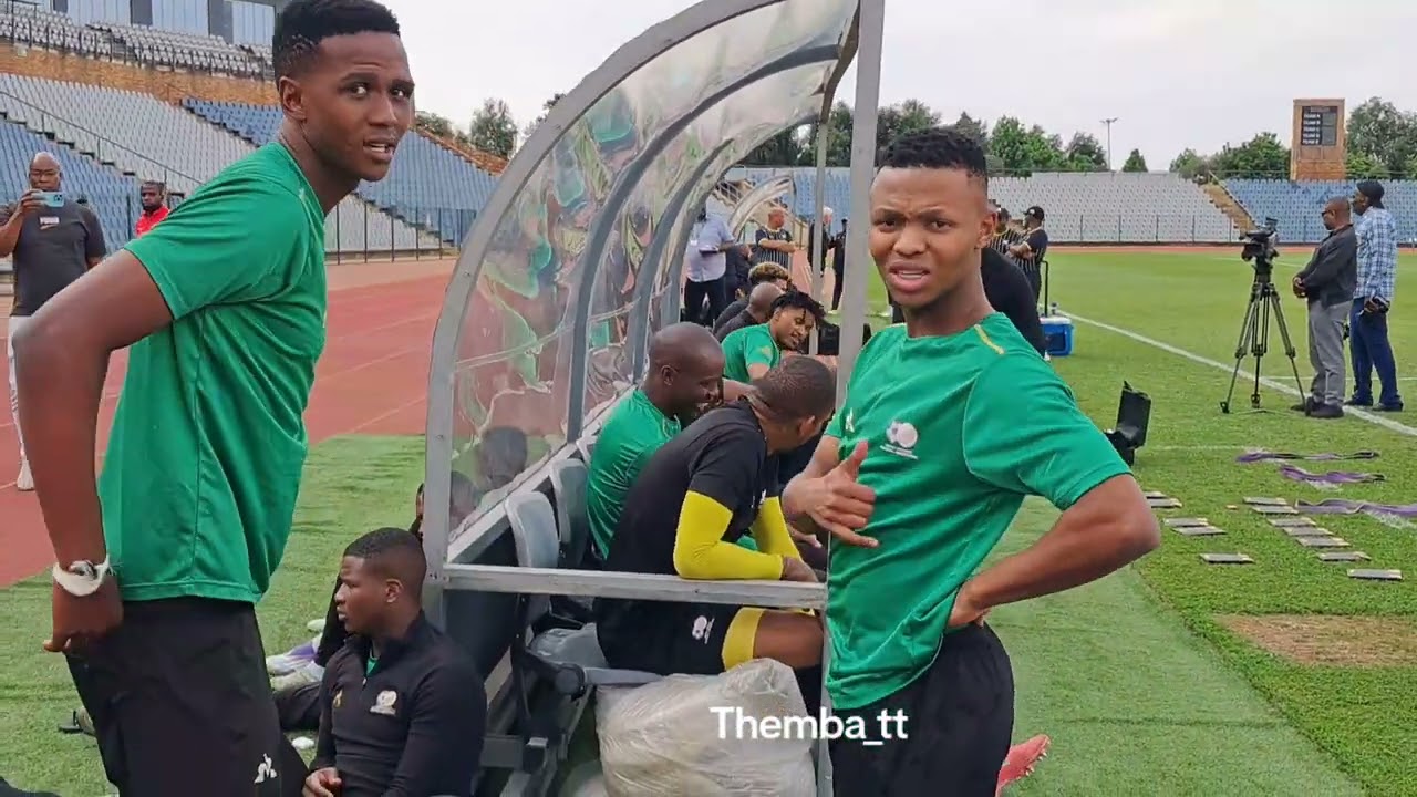Bafana Bafana players chilling before training at the Dobsonville Stadium 