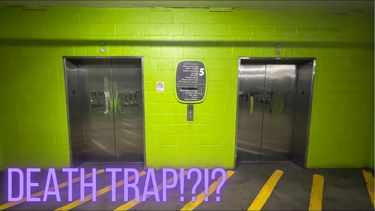 HORRIBLE DEATH TRAP Schindler 700A Traction Parking Garage Elevators | The Showcase | Las Vegas, NV
