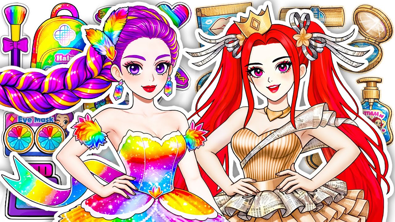 Paper Dolls DIY💖KPOP DEMON HUNTERS Rumi & Mira Glow Up in Cardboard vs Rainbow Fashion Unboxing ASMR