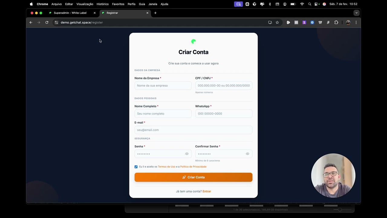 Onboarding do Painel do Super Administrador