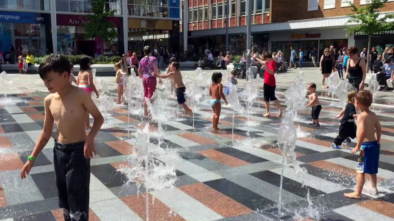 Kids playing in  Fountain