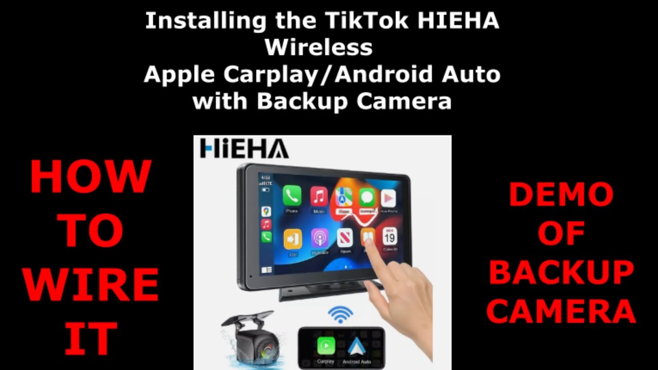 Беспроводной сенсорный экран Apple CarPlay HIEHA 2024 года с камерой заднего вида для установки н...