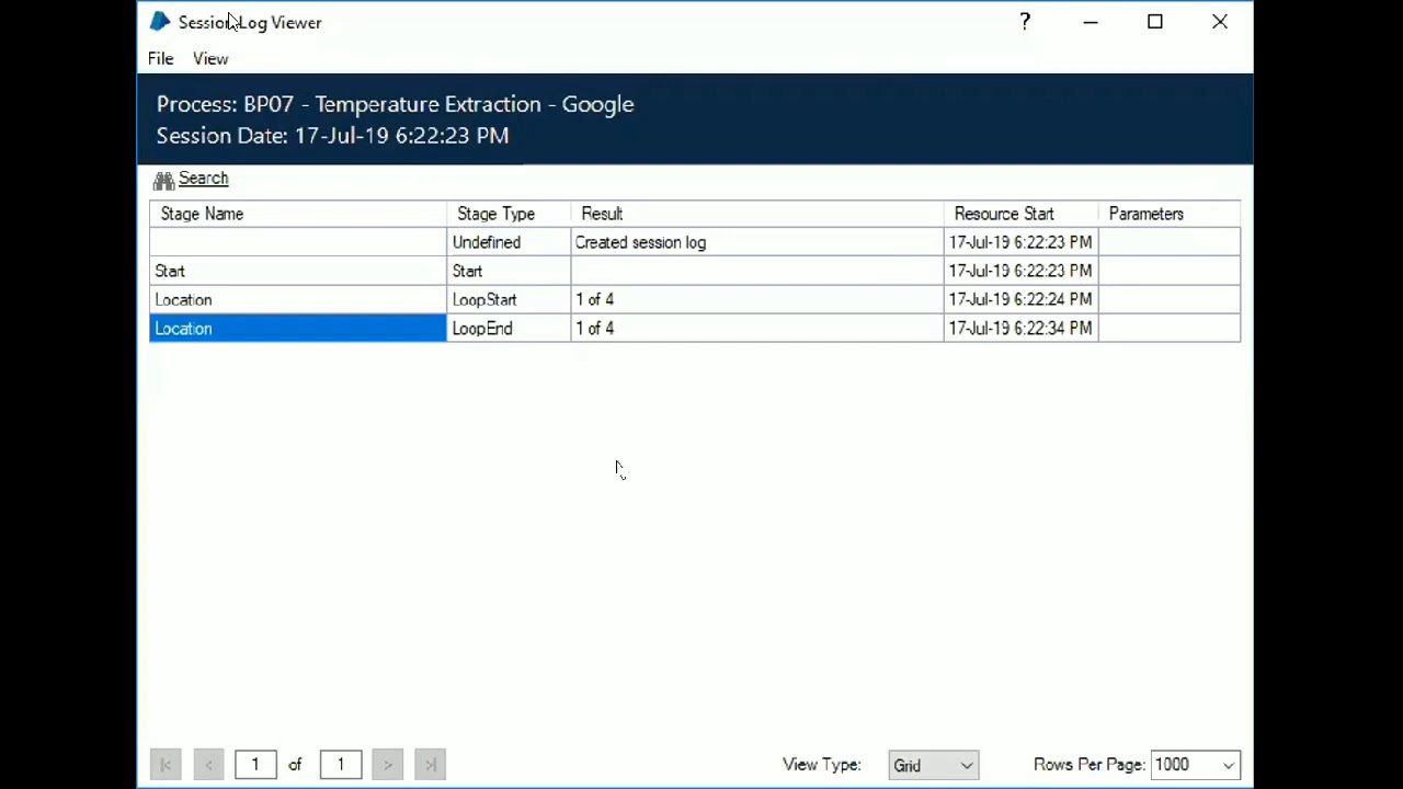 Blue Prism - Session Log