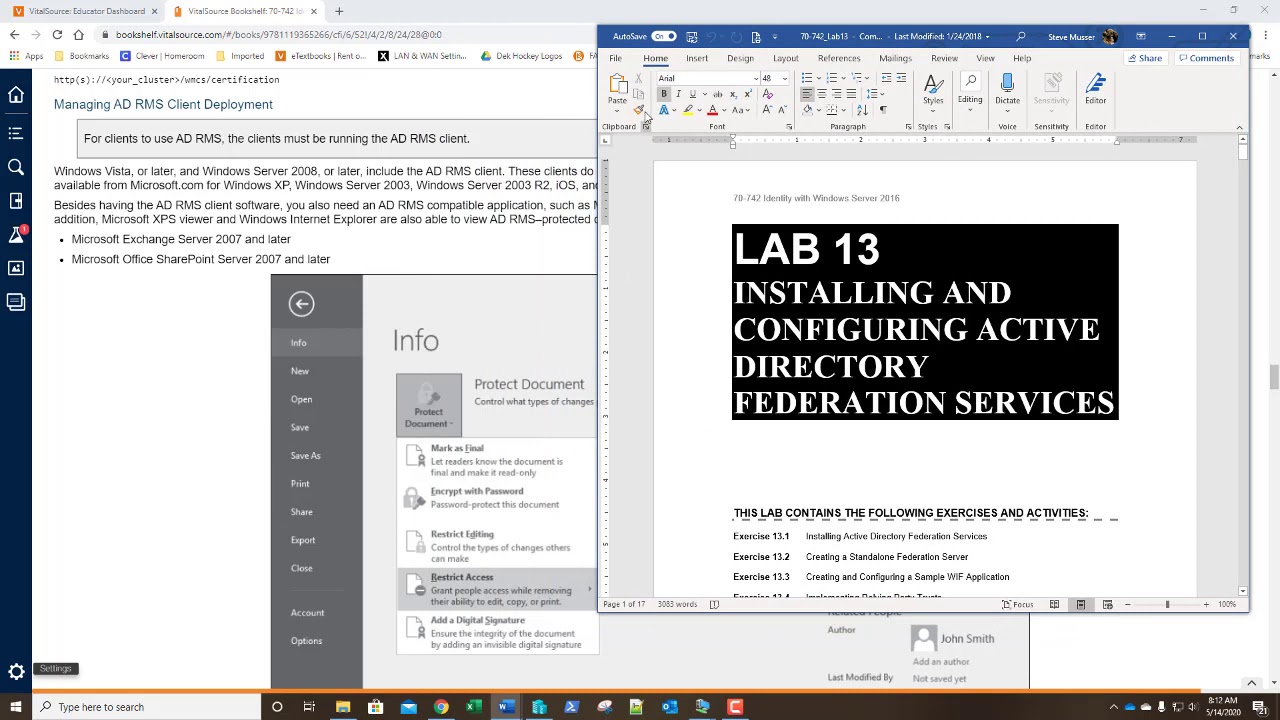 70-742 Lesson 15 Installing and Configuring Active Directory Rights Management Services (AD RMS)
