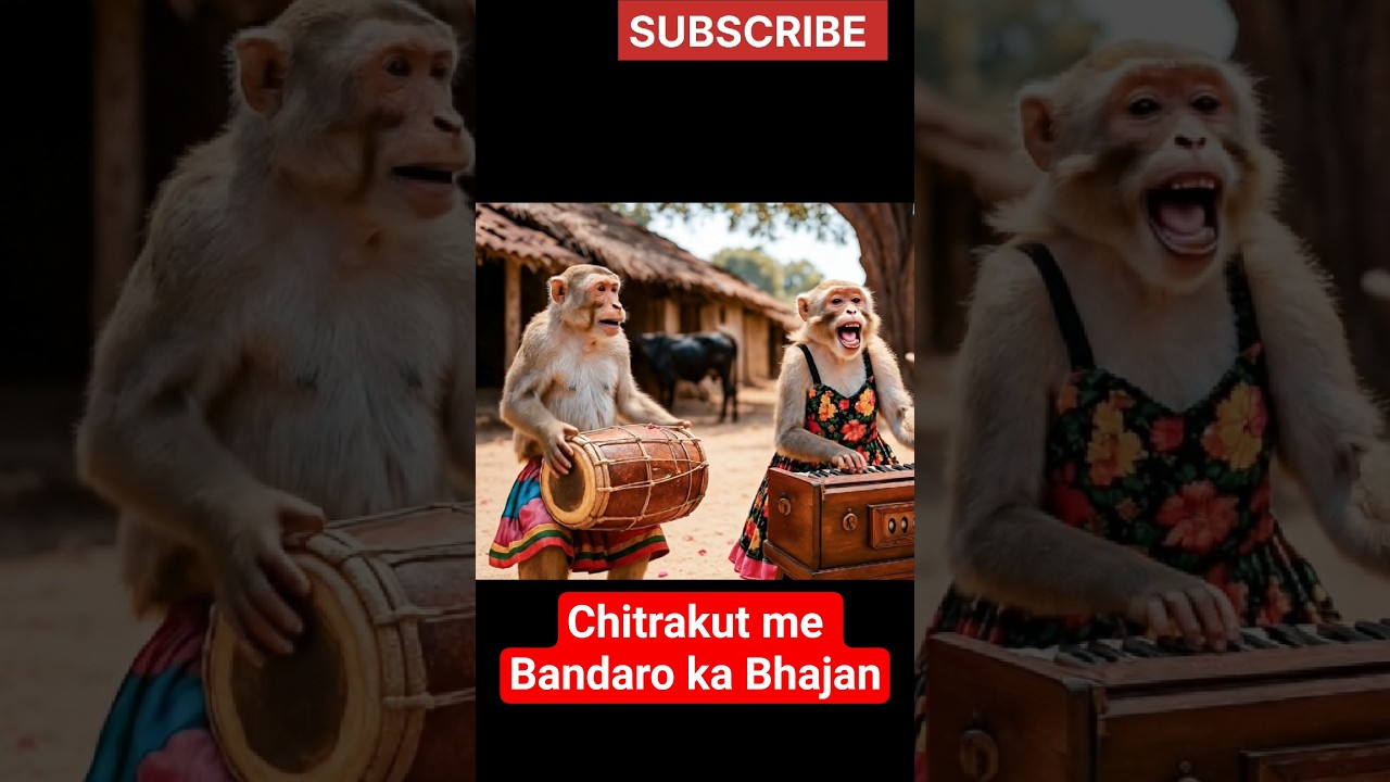 chitrakoot me bandaro ka bhajan|Ai video |Ai monkey|Ai bandar#|viral shorts#shri ram|ytshorts|shorts