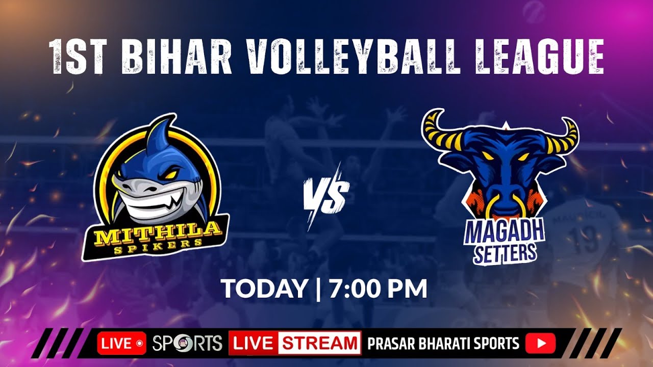 LIVE - 1st Bihar Volleyball League; Mithila Spikers vs Magadh Setters | Doordarshan Sports