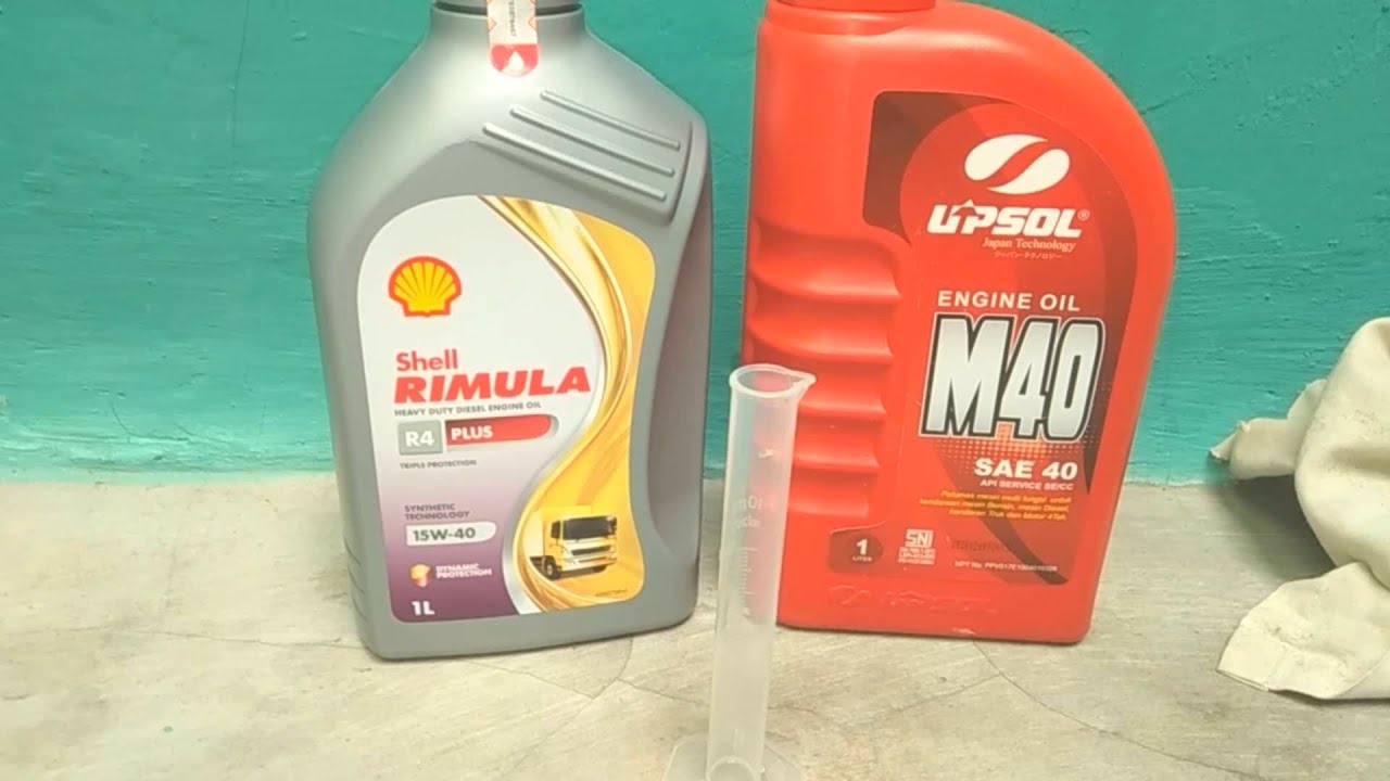 Uji panggang & kekentalan oli 147: Upsol M40, Shell Rimula R4 plus // R4X, mesran 2023 / 2024