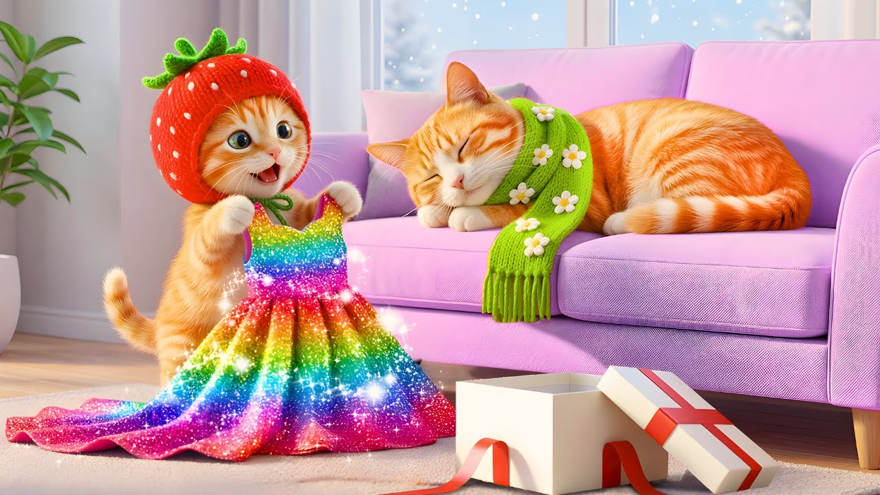 Mama Cat Falls In Love With A Dress – Ginger Kitten Enters A Skating Contest for Her ♥️👗🐾