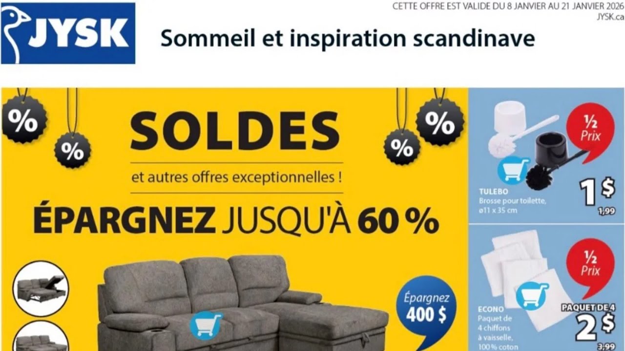 Circulaire Jysk du 8 au 21 janvier 2026 – spéciaux de la semaine