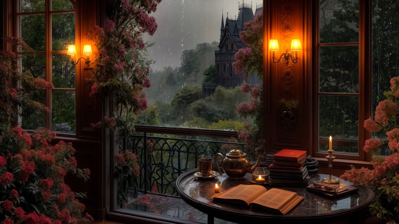 [ Cozy Vintage Study in Heavy Rain & Thunder] Relax, Sleep, and Focus Ambience