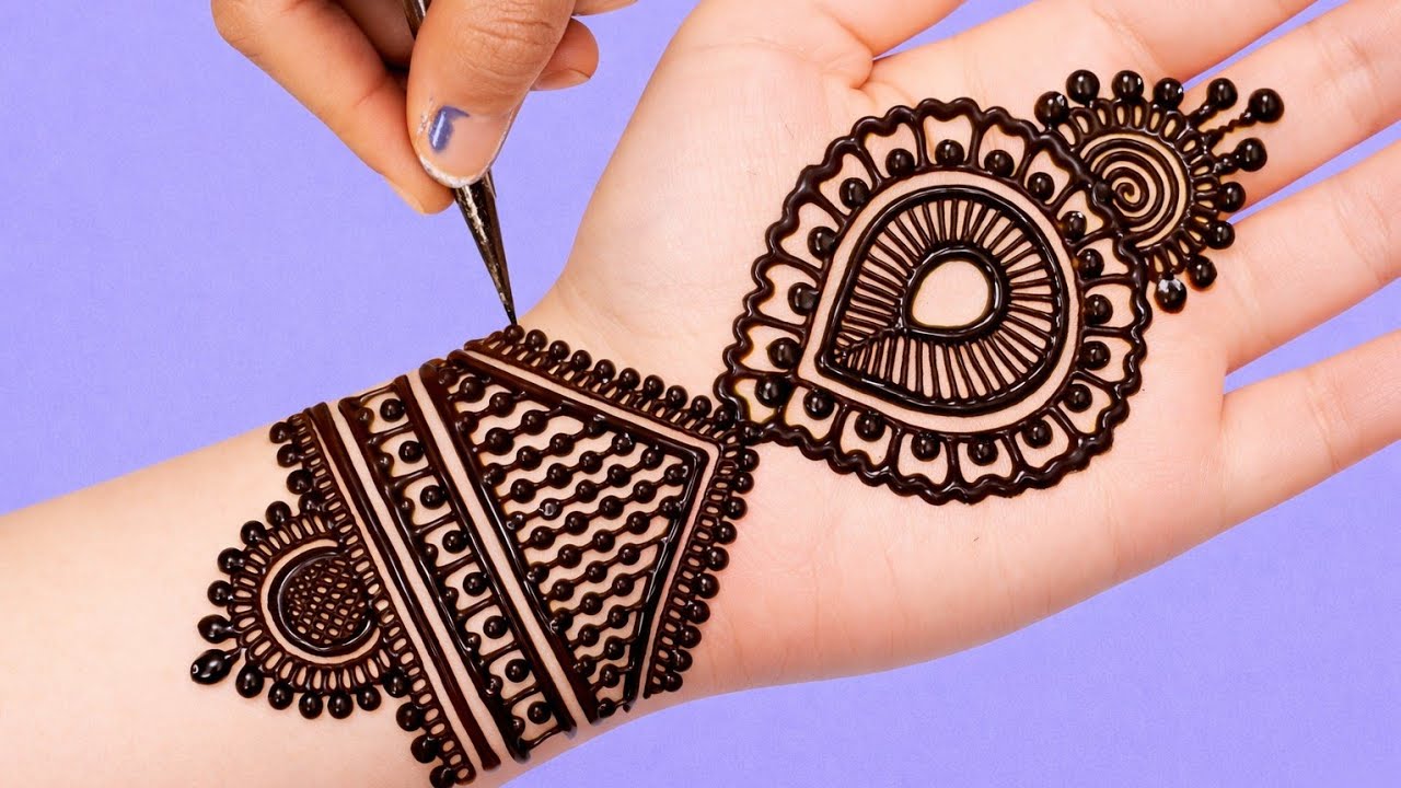 Beautiful Simple Stylish Henna design | Arabic Easy Latest Mehndi design | front hand mehndi design 