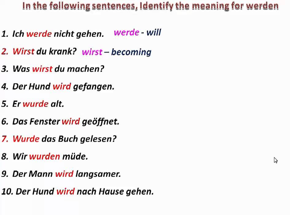Working with the German verb werden - www.germanforspalding.org